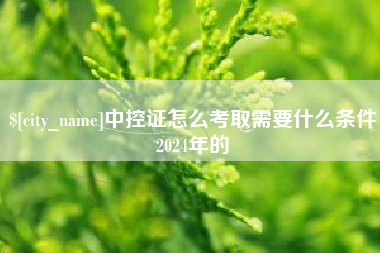 兰考中控证怎么考取需要什么条件2024年的